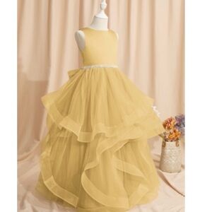 JJs House Golden Layered Formal Kids Dress